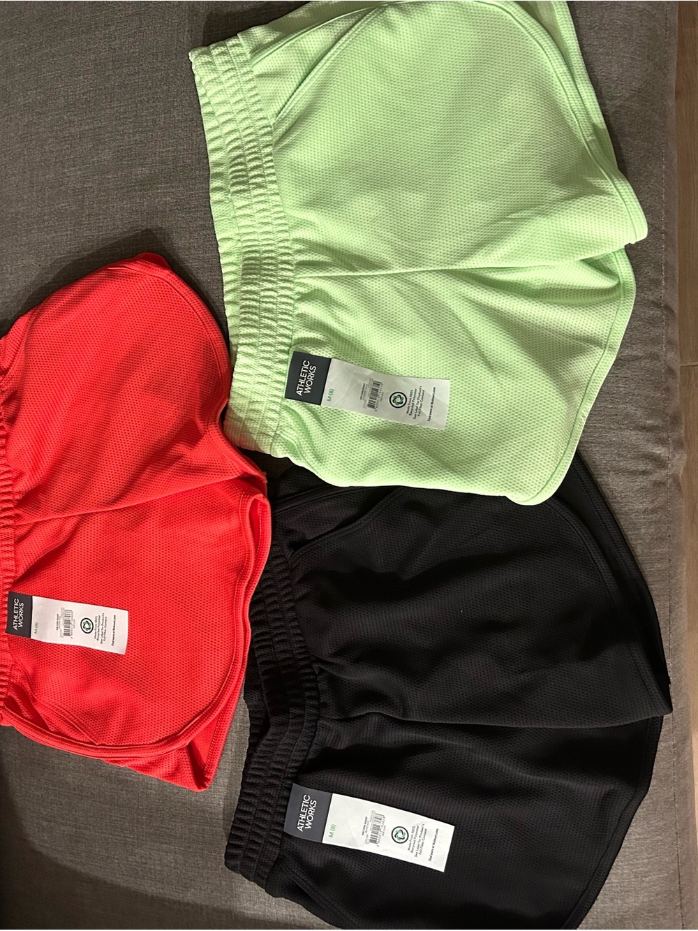 Athletic Works Kids Neon Lime, Neon Coral & Black Active Shorts Set